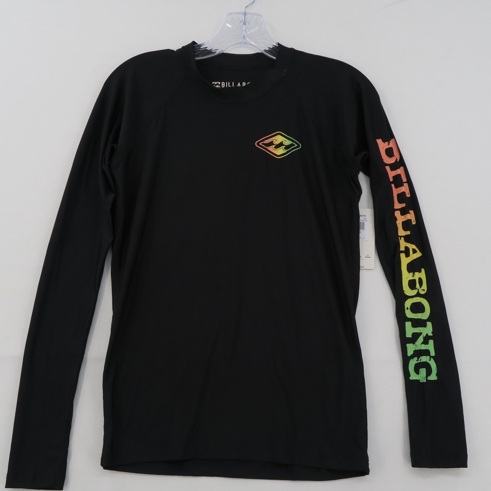 Billabong Mens Summer Shred Rash Guard Black Long Sleeve UPF 50 Maui JWLYFSMR L